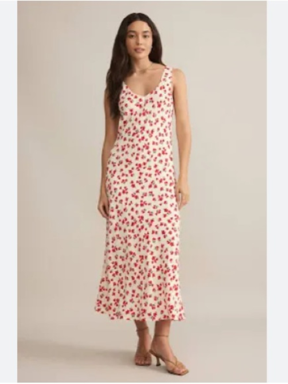 Z Supply Cream Maxi Dress with Pink Floral Print